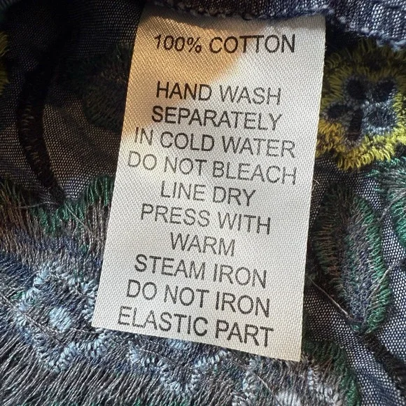 Allison New York Off The Shoulder Denim Embroidered Floral Mini Dress XS - Picture 5 of 7